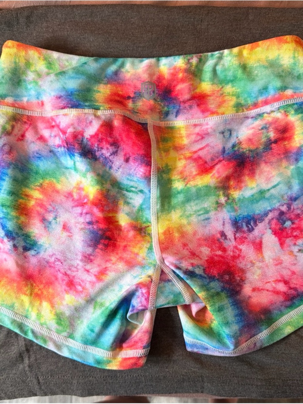 Tie-Dye High-Waist Workout Shorts - Multicolor